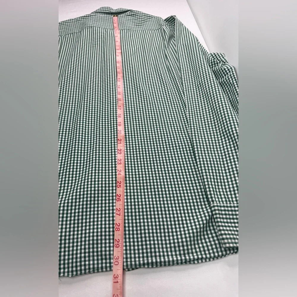 J. Crew Green Gingham Cotton Button Down Shirt Long Sleeve Size XL